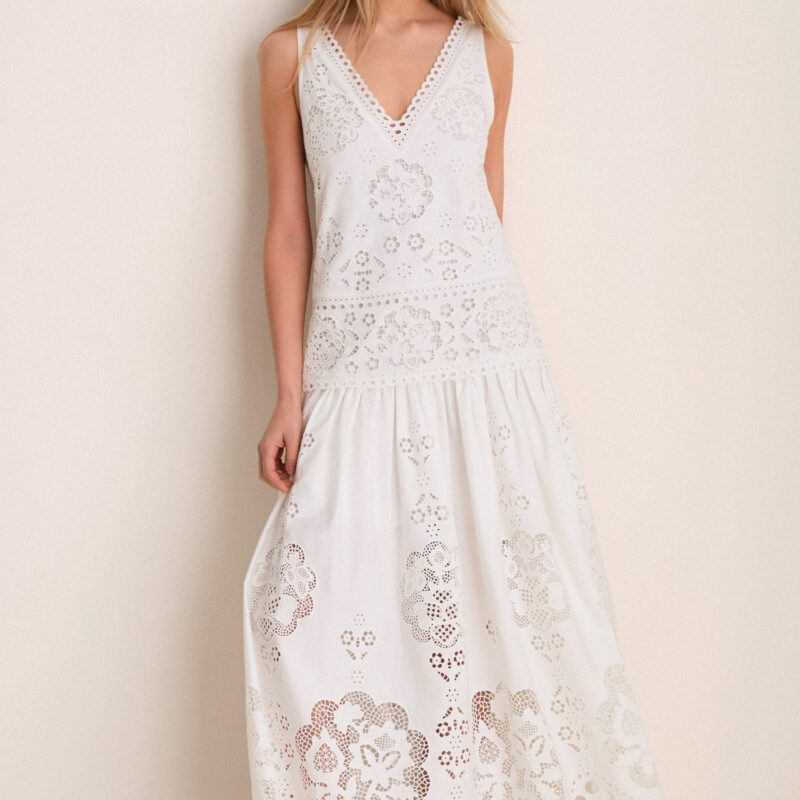 White Gardener Embroidery Maxi Dress Sea New York