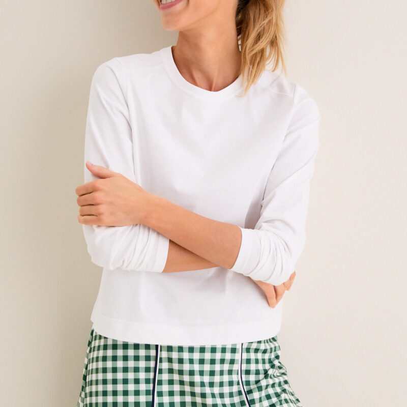 White Long Sleeve Performance Cotton Sasha Tee Tnuck Sport