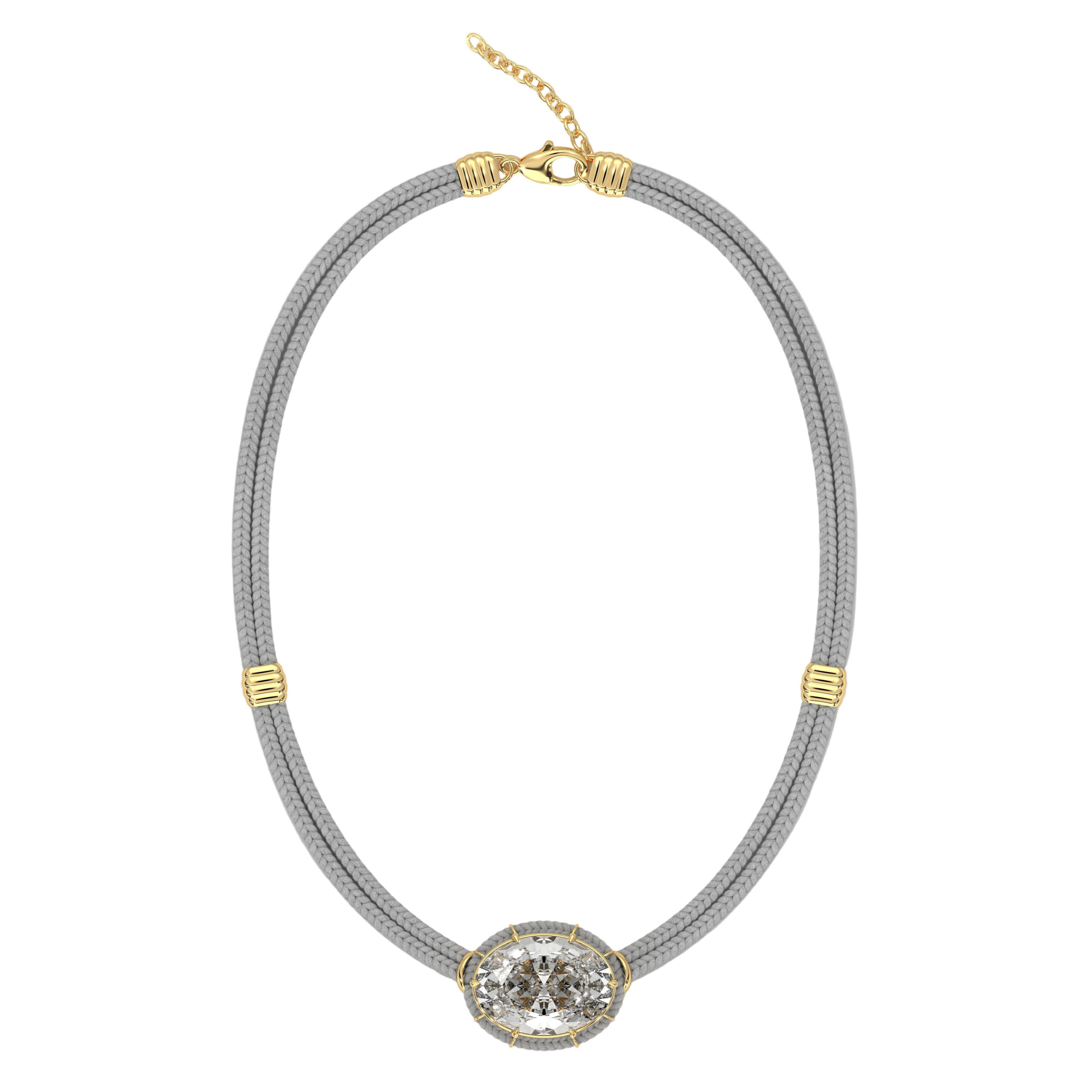 White Topaz Silk Cord Pendant, Light Gray Cord Courtney Leidy