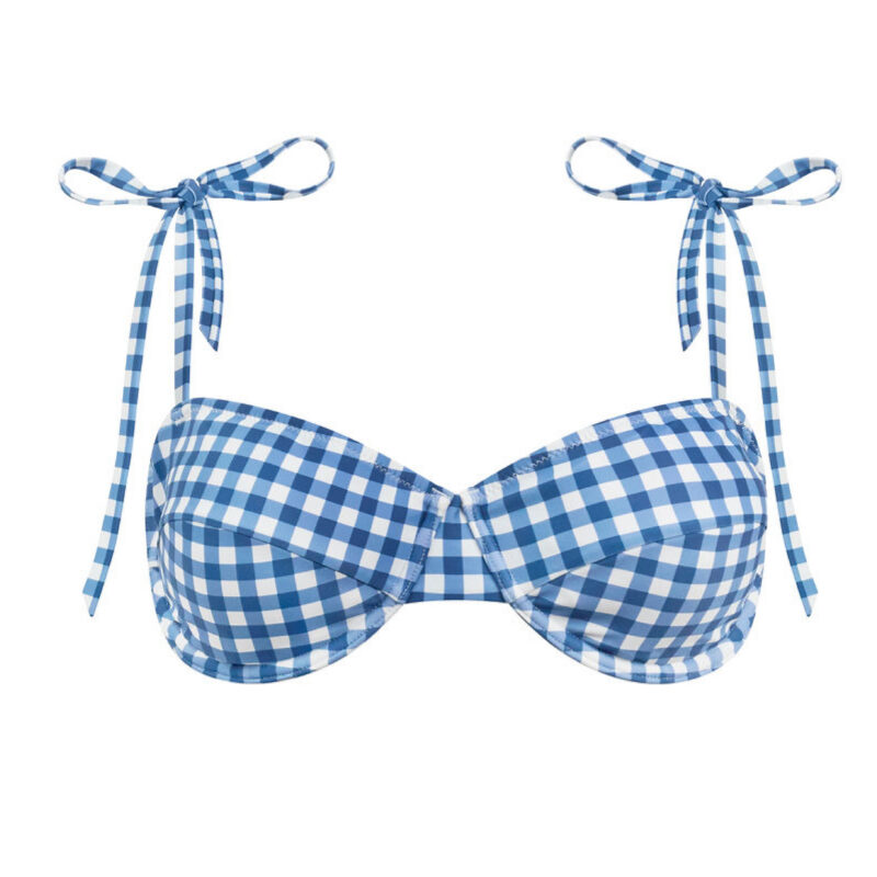 Women's Navy Picnic Gingham Bikini Top Minnow