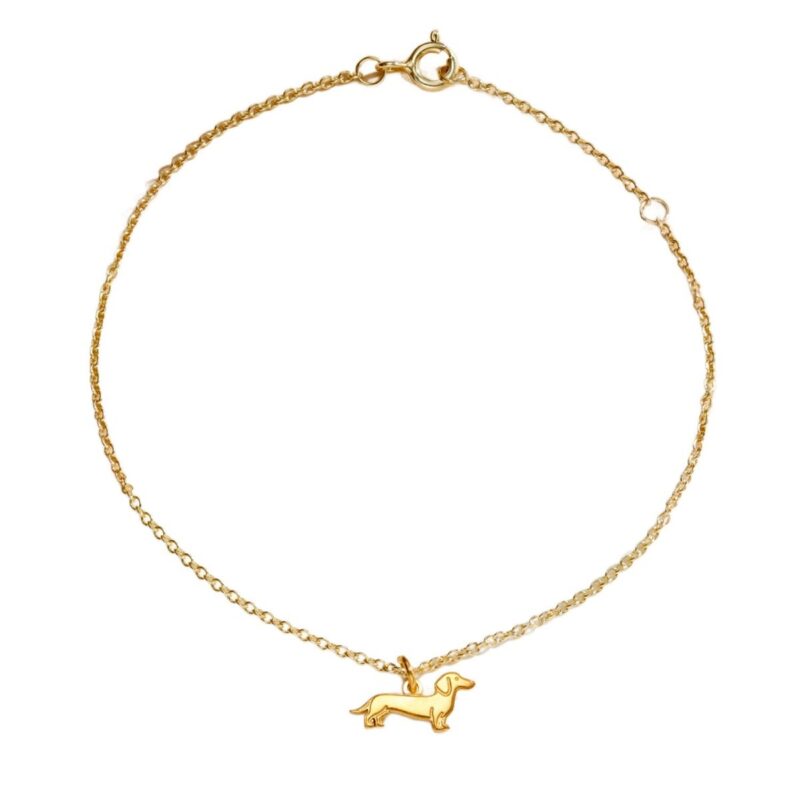 Yellow Gold Plated Dachshund Dinky Charm Bracelet
