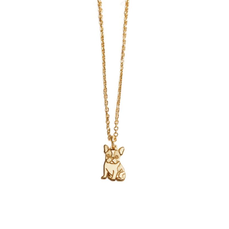 Yellow Gold Plated French Bulldog Dinky Charm Necklace