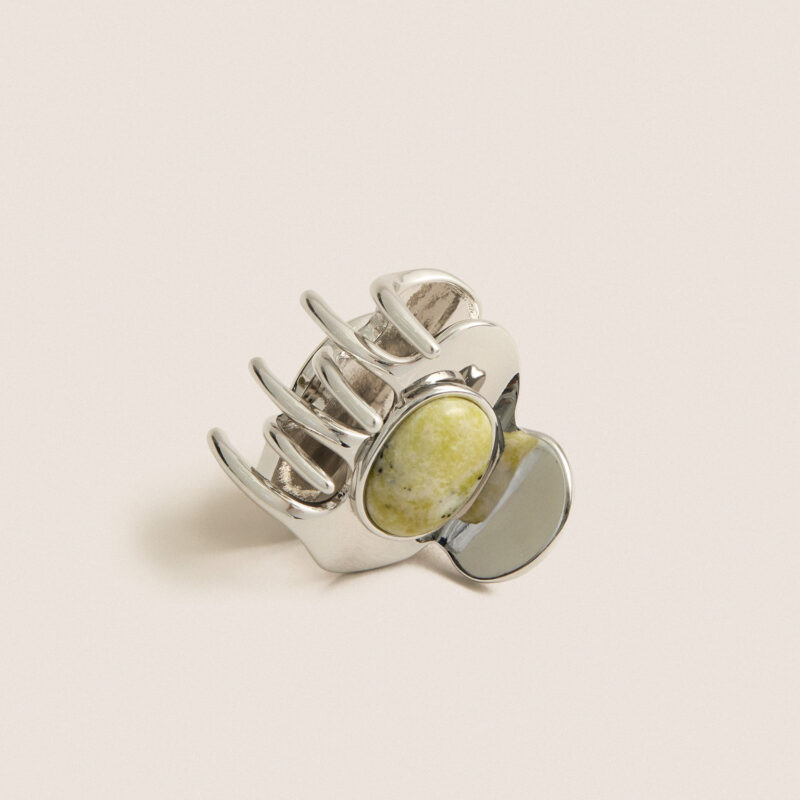 Yellow Turquoise and Rhodium Amara Mini Stone Claw Clip Lelet