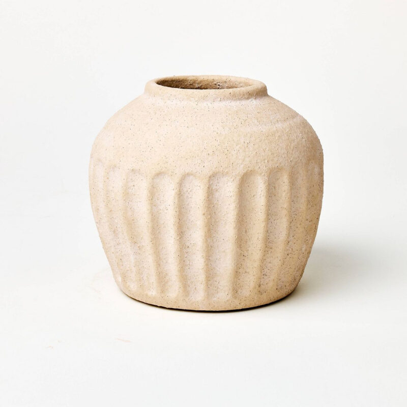 Short Carved Ceramic Vase - Threshold™ designed with Studio McGee: 6.75" Terracotta Tabletop De...