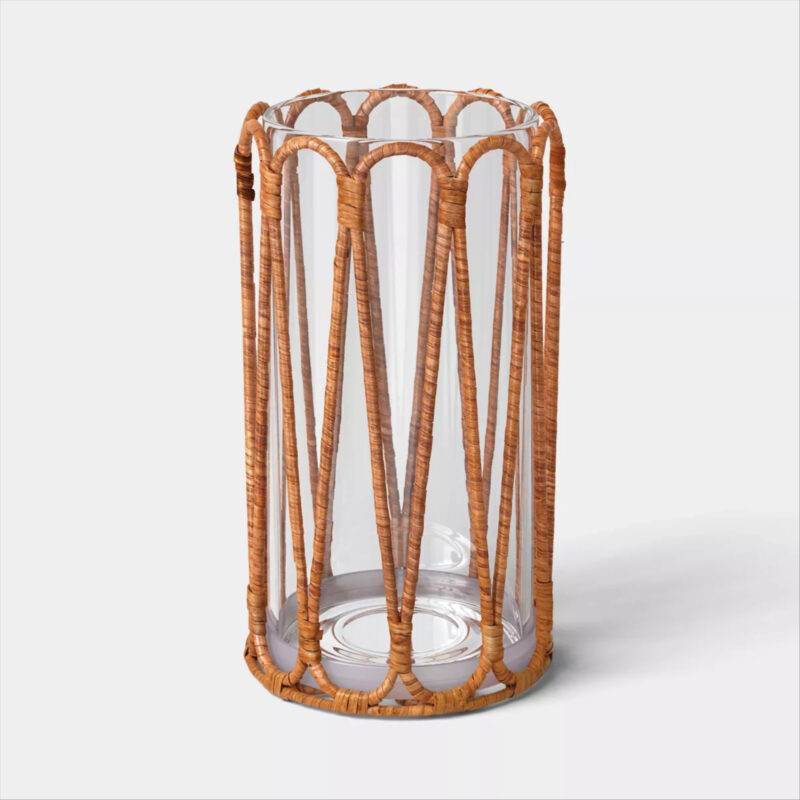 Short Rattan Wrapped Hurricane Candle Holder - Threshold™