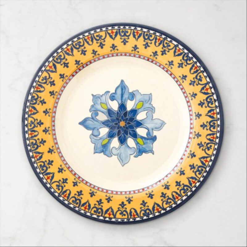 Sicily Outdoor Melamine Dinner Plates, Set of 4, Yellow