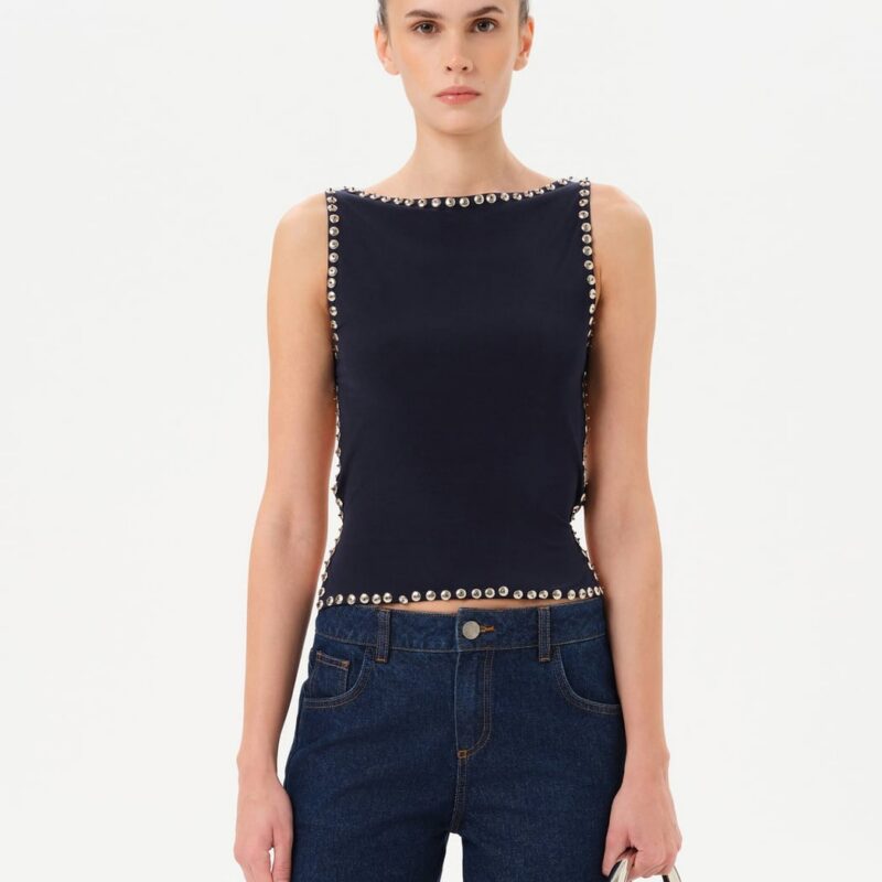 Siedrés ZELNA - Fitted jersey top with stud details — image 1 of 7