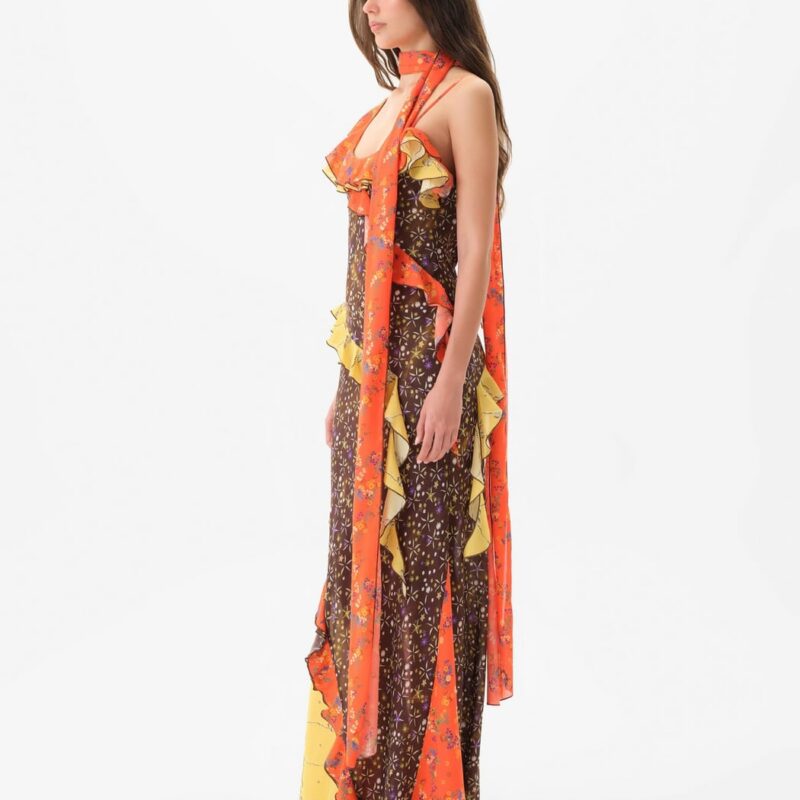 Siedrés MONICA - Ruffled voile maxi dress with scarf detail — image 2 of 5