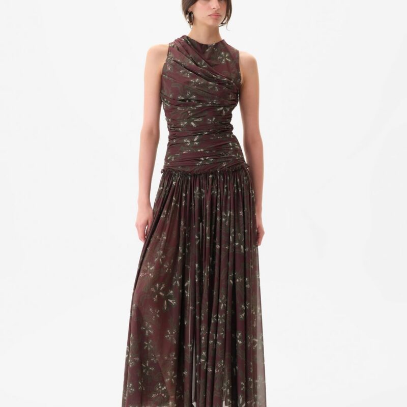 Siedrés ALINA - Printed open-back ruched maxi jersey dress — image 1 of 5