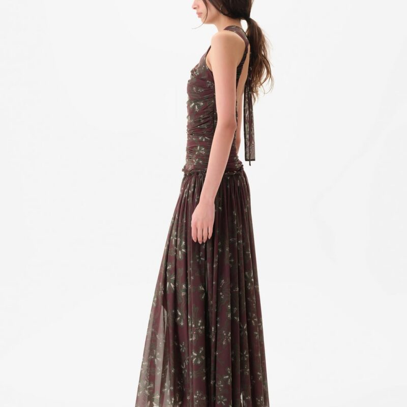 Siedrés ALINA - Printed open-back ruched maxi jersey dress — image 2 of 5