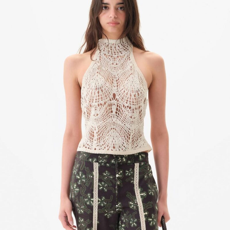 Siedrés INDY - Halterneck crocheted top with open-knit texture — image 1 of 7