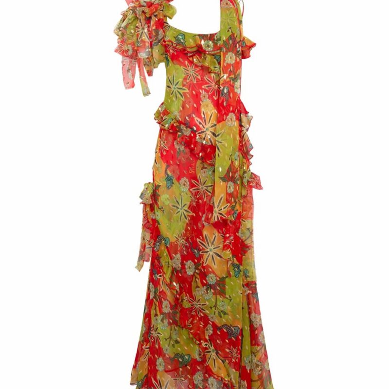 Siedrés MONICA - Ruffled chiffon maxi dress with scarf detail — image 1 of 4