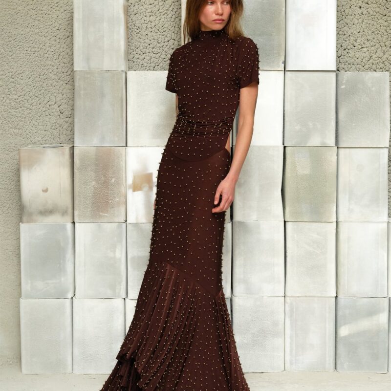 Siedrés TOVI - Gold studded open-back jersey maxi dress — image 2 of 3