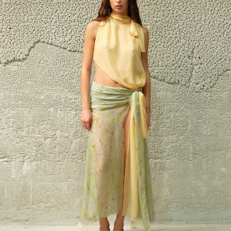 Siedrés DALIA - Two-tone draped chiffon gown with bow detail — image 2 of 4