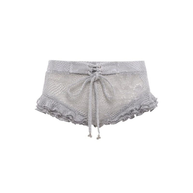 Siedrés PEONIE - Ruflled metallic knit mini shorts — image 1 of 4