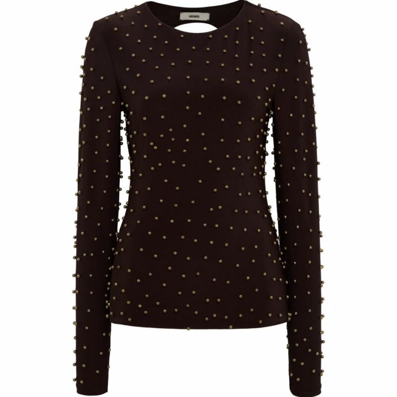 Siedrés ODEL - Studded open-back longsleeved top — image 1 of 5