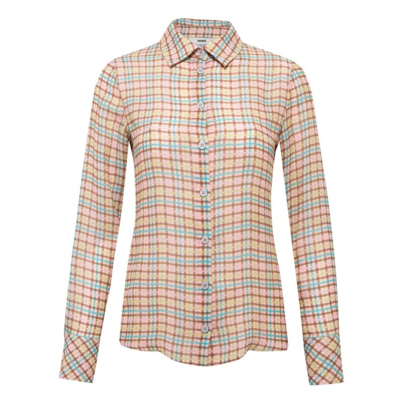 Siedrés LOTTIE - Pastel plaid crepe button-down shirt — image 1 of 2
