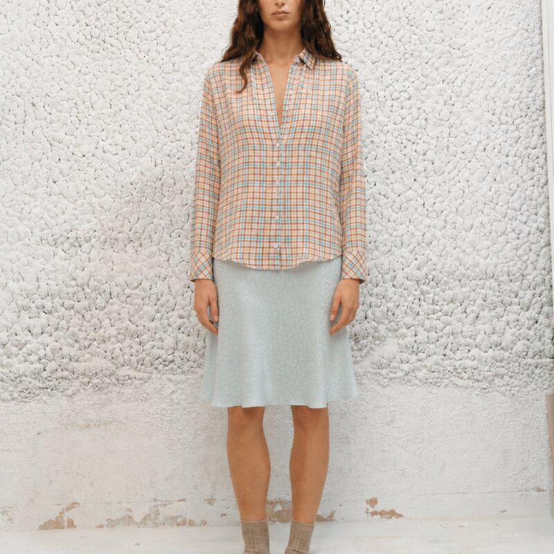 Siedrés LOTTIE - Pastel plaid crepe button-down shirt — image 2 of 2