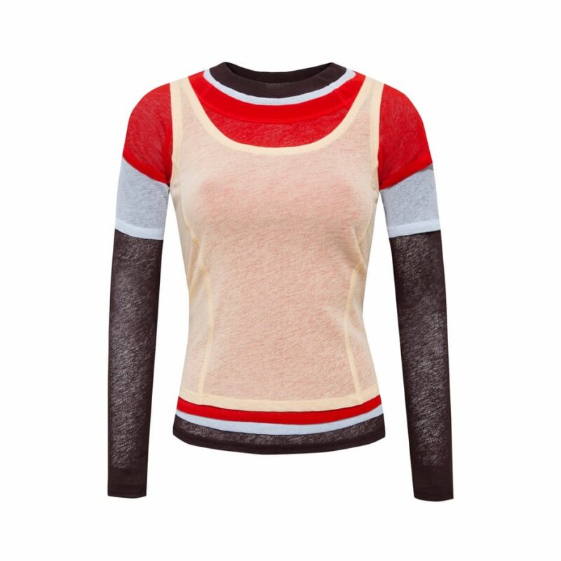 Siedrés MEL - Color-block layered mesh long sleeve top — image 1 of 5