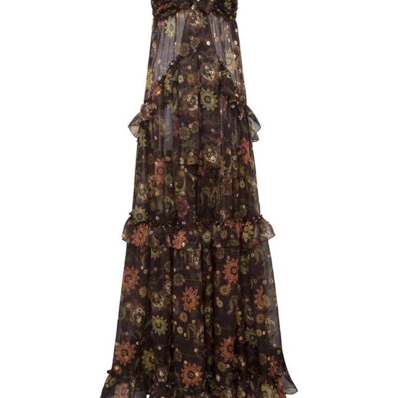 Siedrés JOSIANE - Strapless sheer ruffled maxi dress — image 1 of 6
