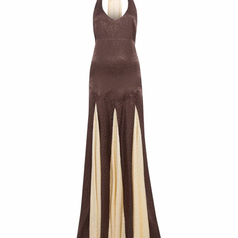 Siedrés RAYE - Floral jacquard satin halter neck maxi dress — image 1 of 4