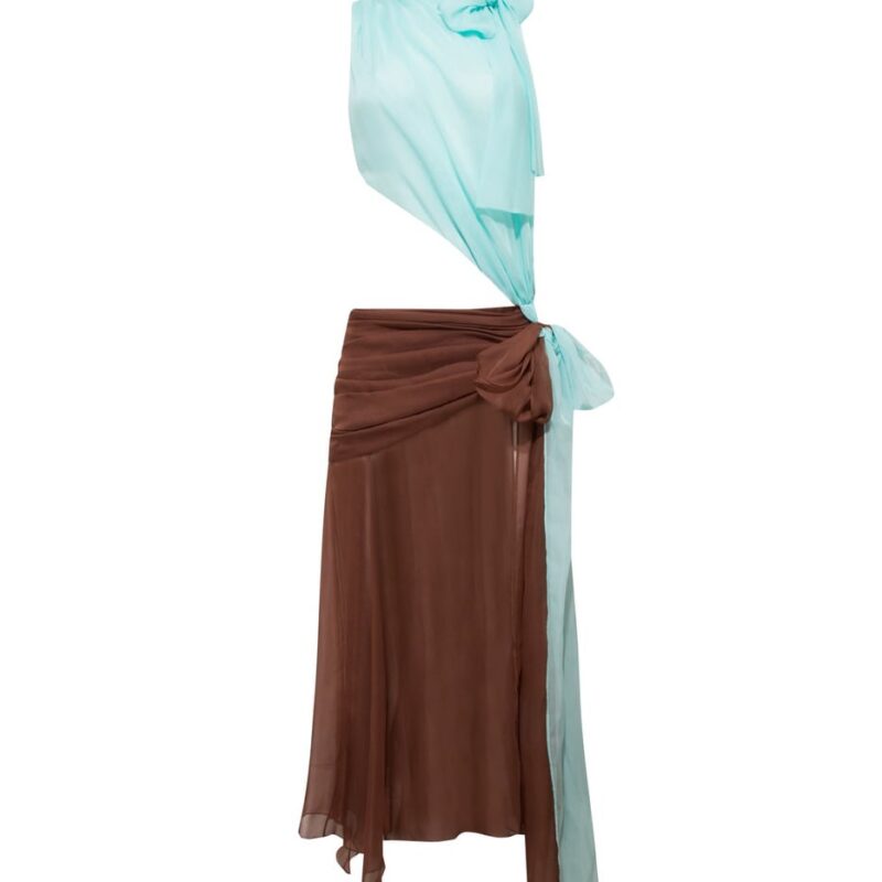 Siedrés DALIA - Two-tone draped chiffon gown with bow detail — image 1 of 3