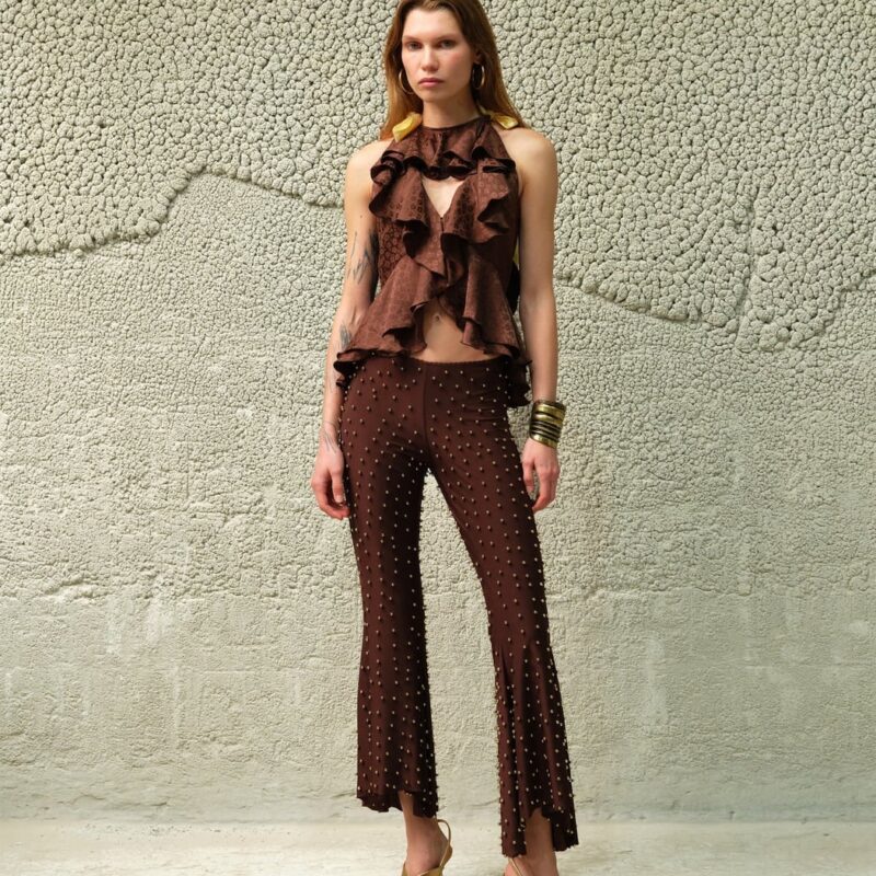 Siedrés JESLYNN - Low-rise studded jersey flare pants — image 2 of 3