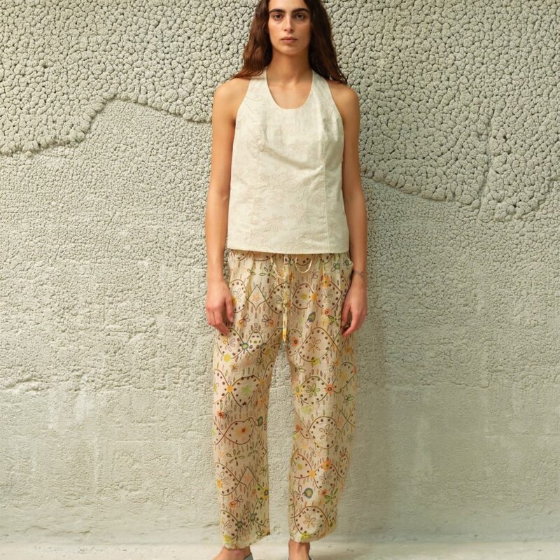 Siedrés TAYLOR - Printed semi-sheer organza trousers — image 2 of 3