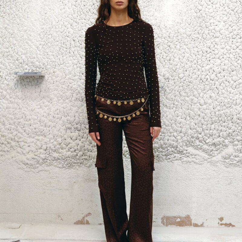 Siedrés KIMMY - Jacquard satin cargo pants — image 2 of 3