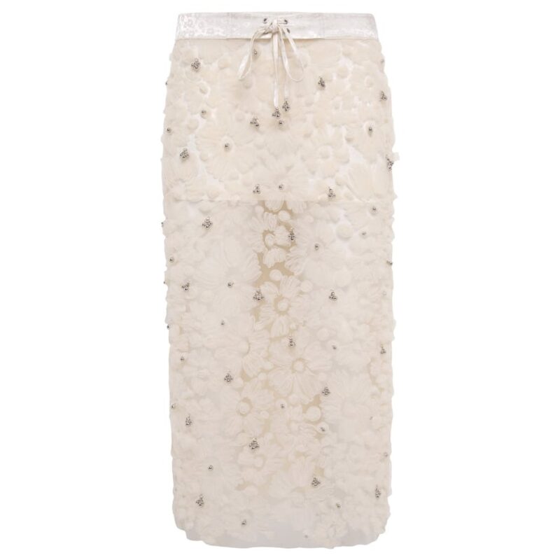 Siedrés SIAM - Sheer tulle flower appliqué midi skirt — image 1 of 4