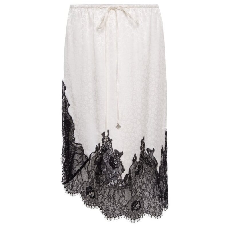 Siedrés NELL - Satin lace trimmed midi skirt — image 1 of 5