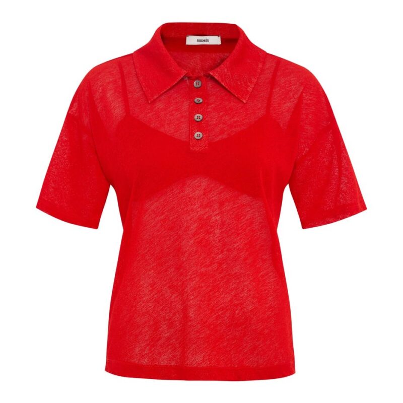 Siedrés LEO - Semi-sheer mesh polo top with matching bralette — image 1 of 4