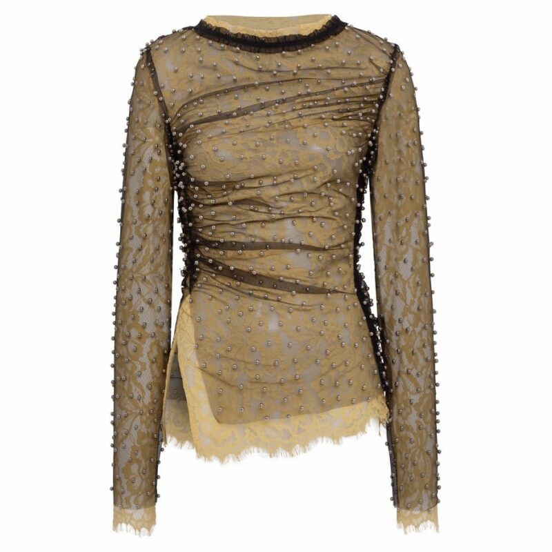 Siedrés FAYE - Tulle layered lace top with metallic embelishments — image 1 of 5