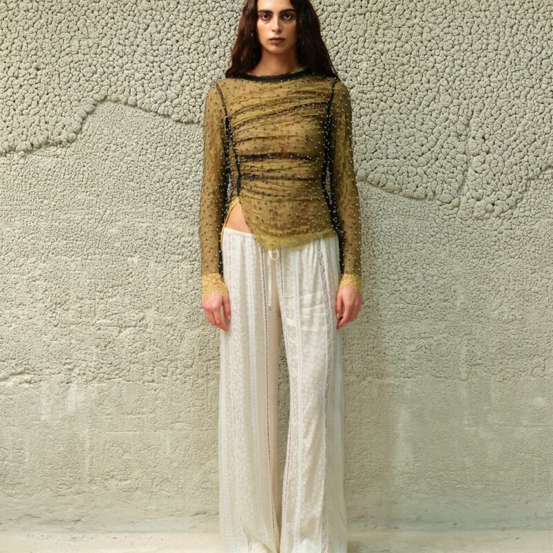 Siedrés FAYE - Tulle layered lace top with metallic embelishments — image 2 of 5