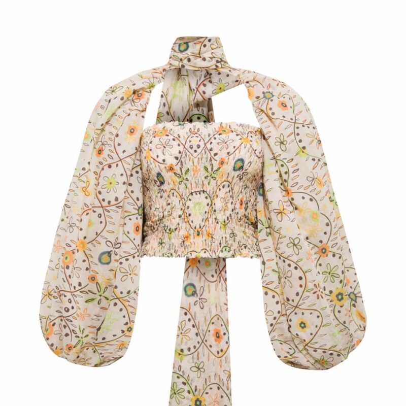 Siedrés MARIS - Printed organza top with voluminous sleeves — image 1 of 4