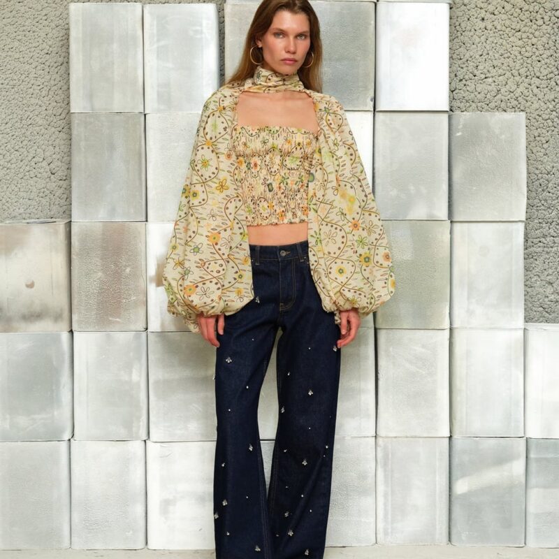 Siedrés MARIS - Printed organza top with voluminous sleeves — image 2 of 4