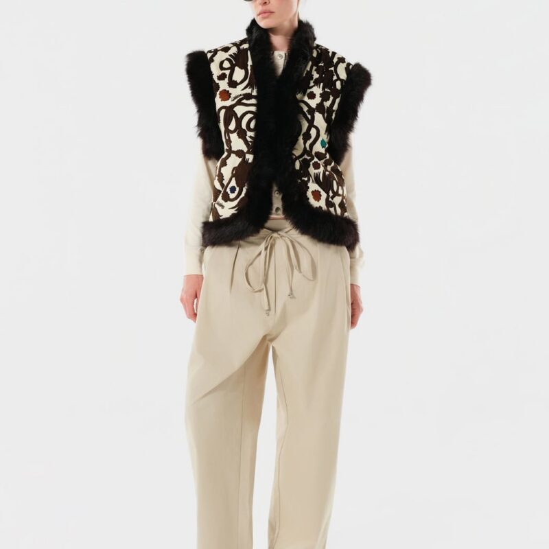 Siedrés ESTEV - Printed vest with fur trim — image 2 of 6