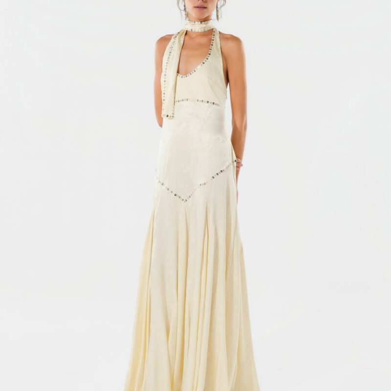 Siedrés RAYE - Embellished halter maxi dress with neck tie design — image 2 of 6