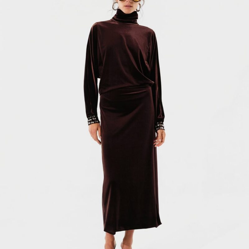 Siedrés ANETTE - Draped velvet maxi dress with cape collar — image 2 of 6