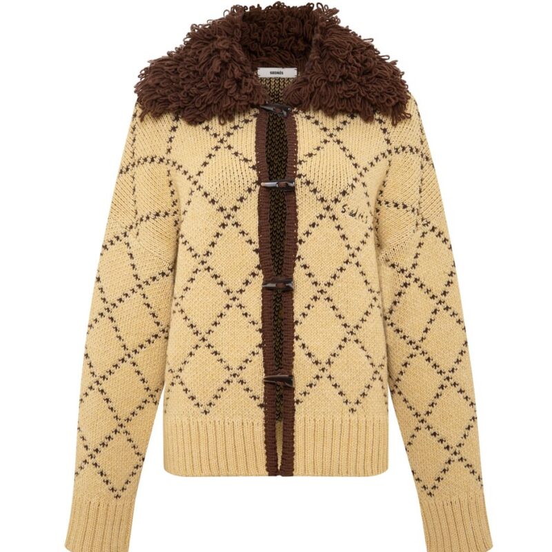 Siedrés OLLIE - Oversized chunky knit cardigan with textured yarn collar — image 1 of 6