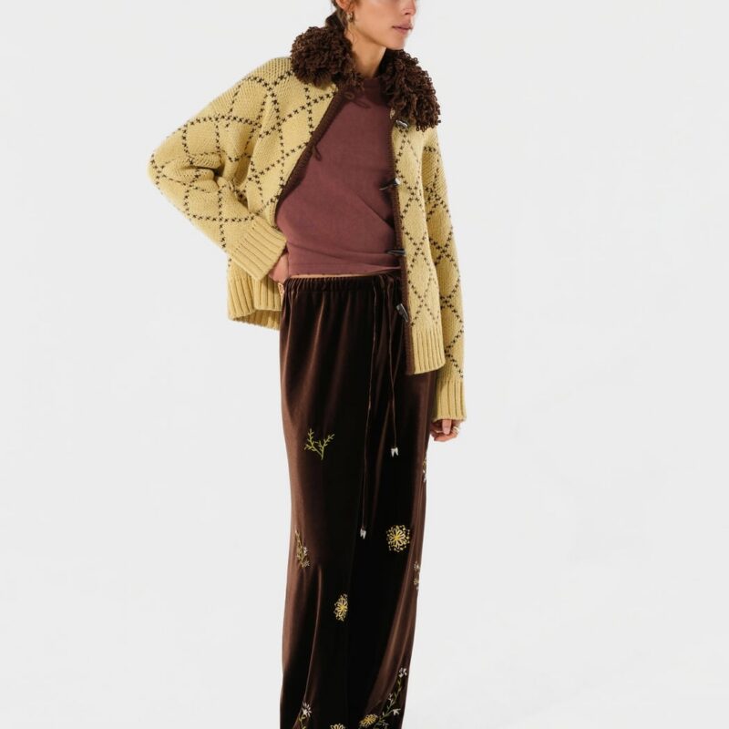 Siedrés OLLIE - Oversized chunky knit cardigan with textured yarn collar — image 2 of 6