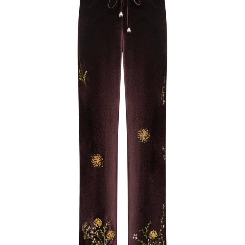 Siedrés MANOCE - Embroidered velvet straight-leg pants — image 1 of 5
