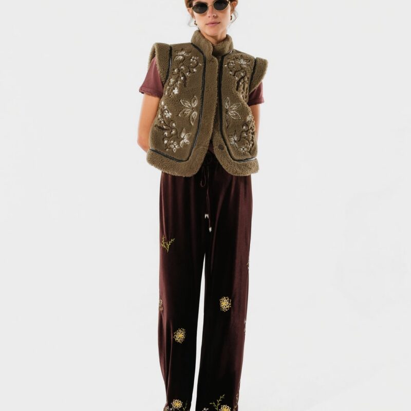 Siedrés MANOCE - Embroidered velvet straight-leg pants — image 2 of 5