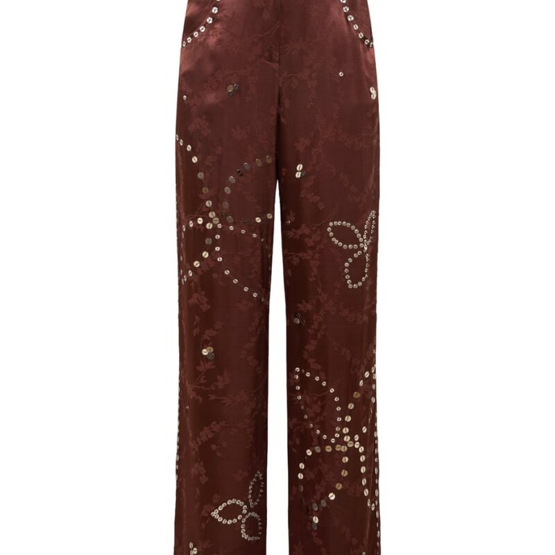 Siedrés BRITY - Embellished satin straight-leg pant — image 1 of 6