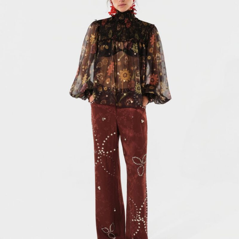 Siedrés BRITY - Embellished satin straight-leg pant — image 2 of 6