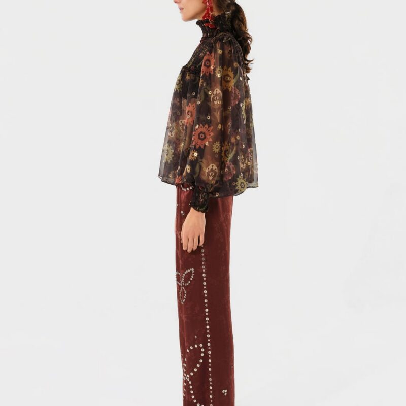 Siedrés MIRELLE - Floral Printed sheer long-sleeve blouse — image 2 of 6