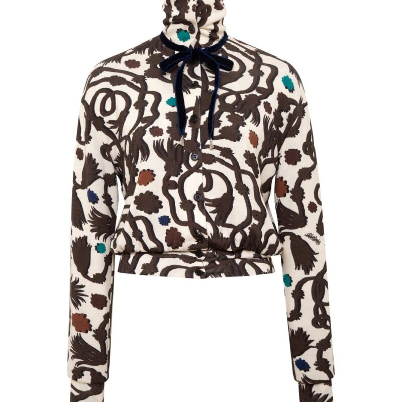Siedrés POLETTE - Printed knit cardigan with velvet tie detail — image 2 of 7