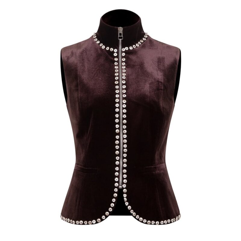 Siedrés VEXA - Studded velvet zip vest — image 1 of 7