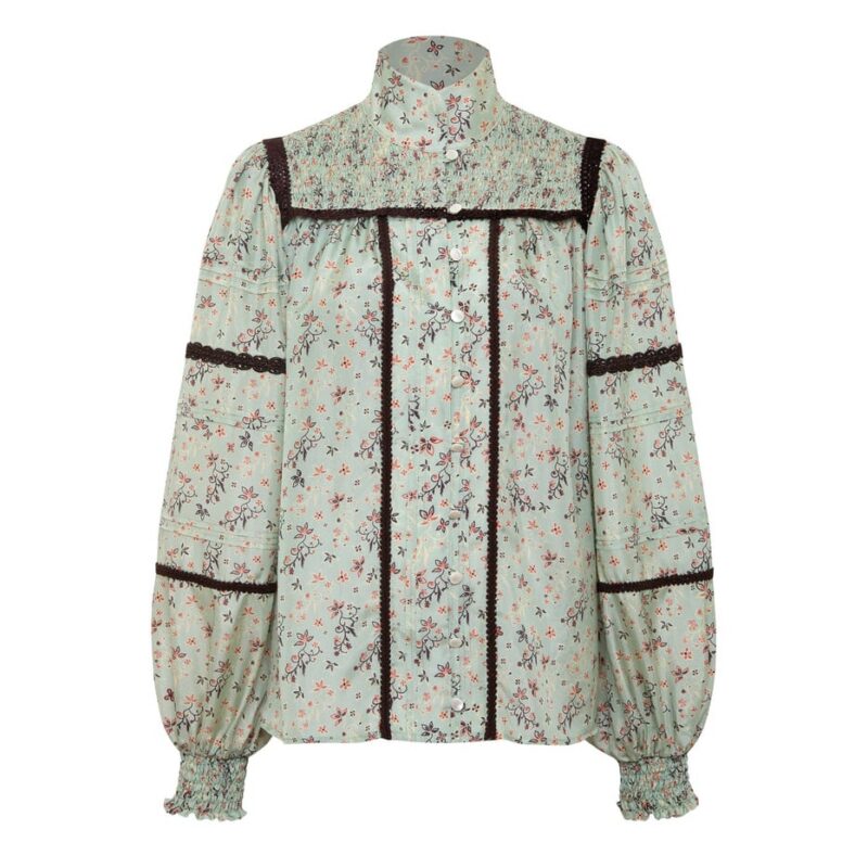 Siedrés AMALIA - Floral printed cotton blouse with lace trim — image 1 of 6