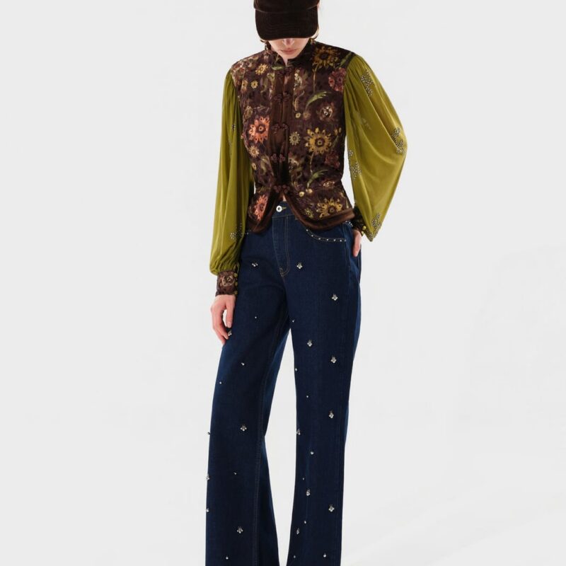 Siedrés GILLIE - Mixed-fabric floral print shirt top — image 2 of 6